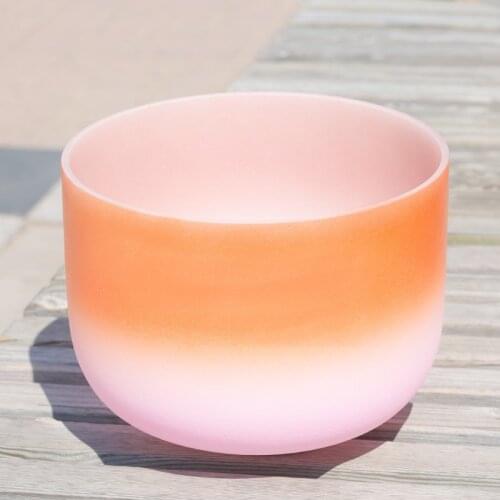 10 Inch D Sacral 440hz 432hz Orange Light Pink Chakra Quartz Crystal Singing Bowl Sound Healing Stone