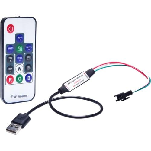 DC 5-24V / USB 5V LED Controller for 3pin WS2812 Digital LED Strip Wireless RF Remote DIY WS2812B Control JST Connector SK6812