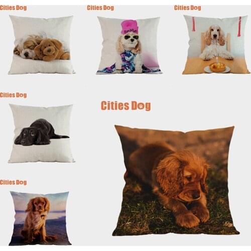 American Cocker Spaniel Dog Decorative Cushion cover Pillows coussin Animal dogs linen Car sofa throw Pillow cover almofada