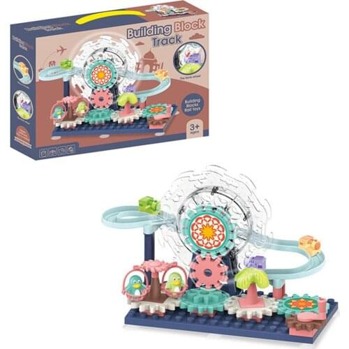 Children FerrisPark Wheel Slide Railcar Track Toy DIY Track Toy Assembling Play Interactive Educational Toy Best Gift For Kid