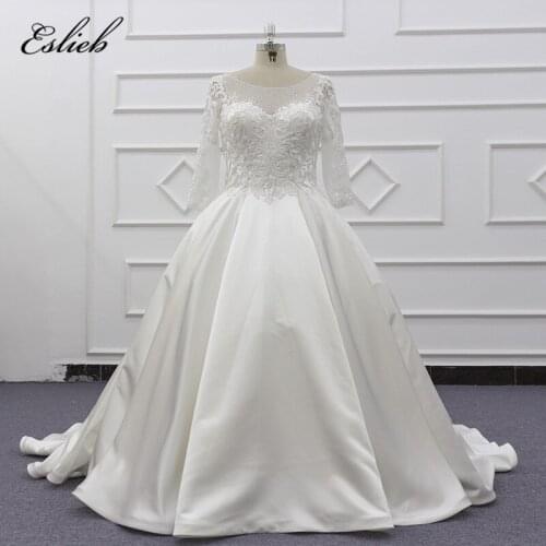 Eslieb High-end custom made Beads Plus size wedding dresses 2020 100% real pictures wedding dress