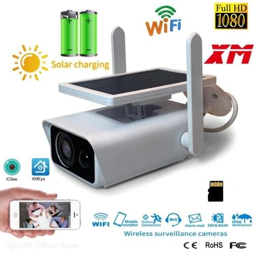 Wide View surveillance camera Solar panel Rechargeable Battery 1080P Full HD Outdoor Indoor Security WiFi IP Camera