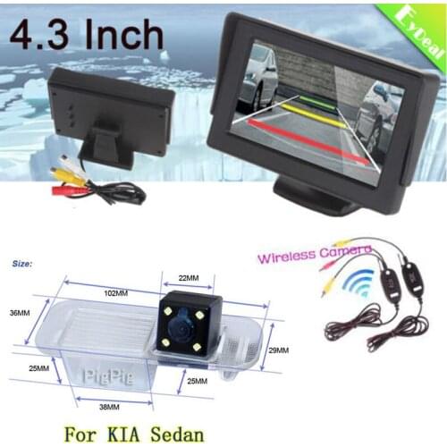 Best Price TFT LCD 2 Video Input 4.3 Inch Car Parking Monitor & Wirless CCD Backup Camera Rear View Camera for KIA Rio K2 Sedan