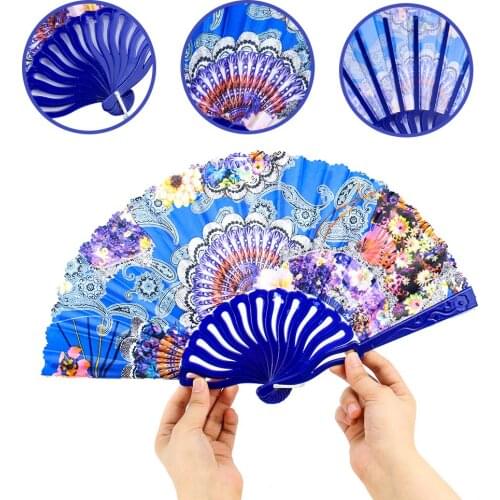 Chinese Style Folding Fan Wing Chun Dance Printed Silk Cloth Hand Fan Stage Performance Prop Tea House Restaurant Wall Decor Fan