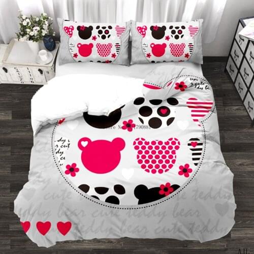 Disney Cartoon Mickey Minnie Mouse Daisy Donald Duck Pattern Bedding Set Duvet Bed Cover Pillowcase Children Bedroom Decoration