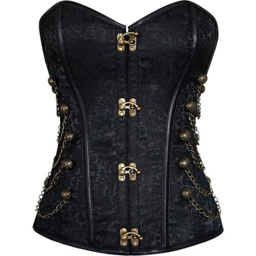 Steampunk Corset Brown Black Steel Bone Underbust Corsets Dobby Corselets Sexy Waist Slim Bustiers Waist Cincher corset