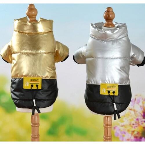 Gold Silver Cat Dog Jacket Winter Warm Pet Clothing Chihuahua Poodle Coat Hoodies For Small Dogs Outfit Apparel Puppy Clothes XL