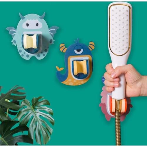 Cartoon Cute Shower Bracket Shower Head Holder Suction Cup Holders Bathroom Accessories Shower Accessories Wall Shelves
