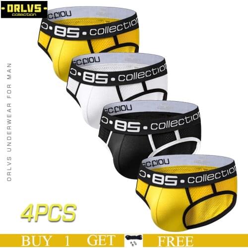 BS 4PC/LOT Brand Breathable Men Underpants Sexy Briefs Cotton Quick Dry Male Underwear Solid Briefs Cueca Tanga Hombre Underwear