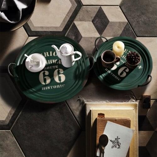 Nordic retro home furnishing decoration Iron tray American village style Iron tray luxury office ornament