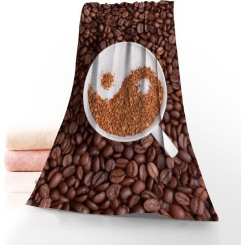 New Custom Coffee Pattern Towel Printed Cotton Face/Bath Towels Microfiber Fabric For Kids Men Women Shower Towels 70X140cm