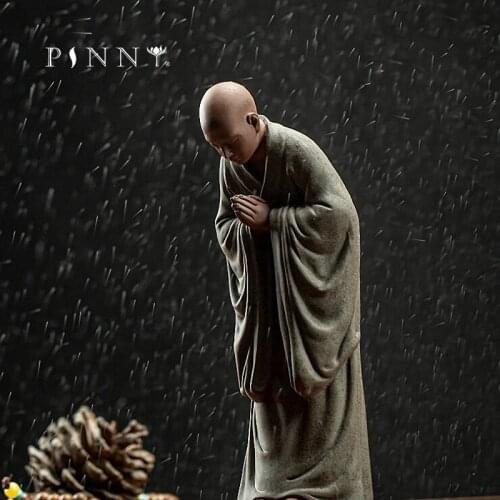 PINNY Ncient Painted Pottery Wishing Monk Statue Ceramic Crafts Decorative Home Decoration Accessories Modern