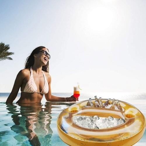 1Pcs Pool Float Beer Table Drinking Cooler Tray Swimming Ring Inflatable Air Mattress Pool Water Food Support