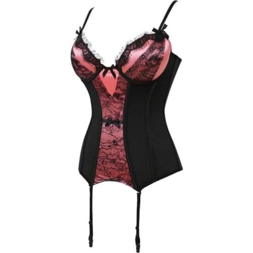 Transparent Elastic Lingerie Lace Up Corset Bodysuit Sexy Women Strap Backless Bustiers Bowknot Suspenders Corsets Plus Size