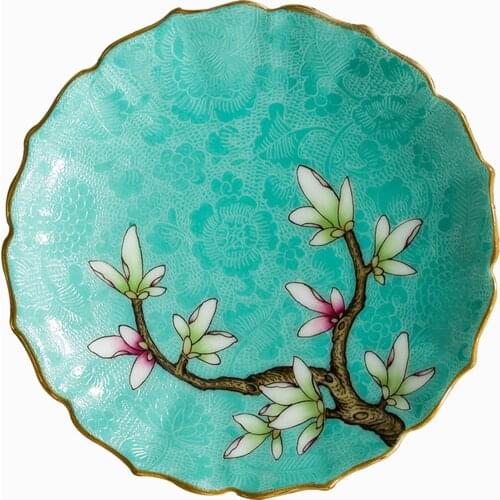 Retro Style Colorful Petal Shape design Tea cup Tray For office home teahouse hotel round ceramic Coffee cup Coaster drinkware