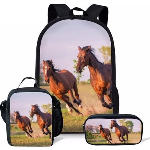 Pentium Animal horse Printing School Bags Children Primary fashion Schoolbag Custom pattern for Kids 3pcs/set School Backpacks