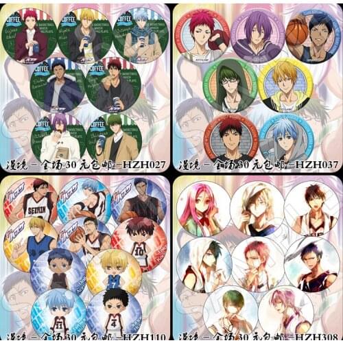 Pcs/set 58MM Kuroko No Basket Hyuga Kuroko Basketball Kuroko Tetsuya Acrylic Icons Brooch Pins Badge