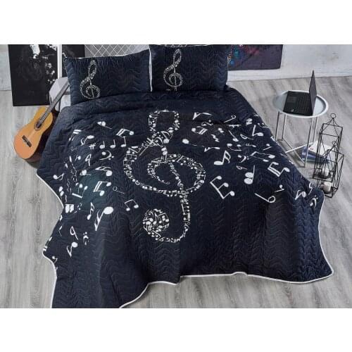 Çeyizdiyarı Musicol Quilted Double Bed Cover Black