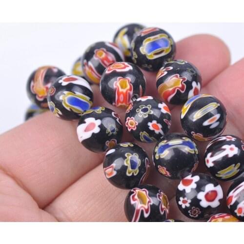 8mm 12mm Mixed Flowers Millefiori Glass Loose Spacer Beads Lots For DIY Crafts Jewelry Making Findings