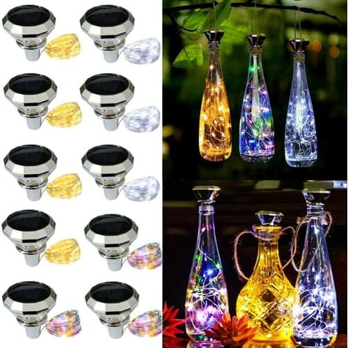 Solar Diamond Shape Cork Lights 6/10 Pack Solar Powered Wine Bottle Lights, Waterproof Gardens Patio Decoration Party Supplies