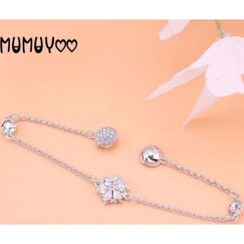 Fashion jewelry high-quality swa, charm simple snowflake crystal magnetic buckle women bracelet for girlfriend and friend gifts
