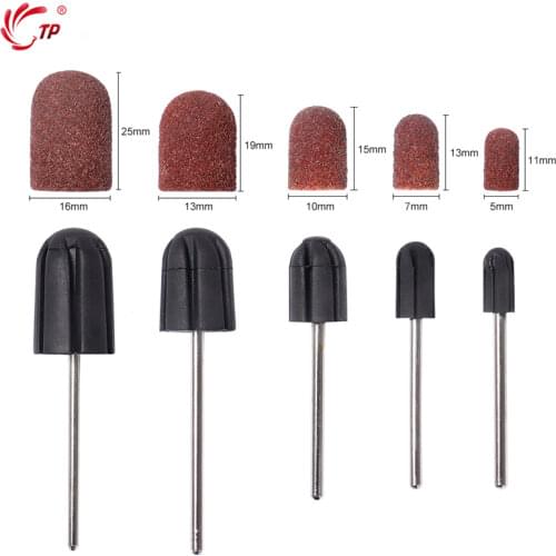 TP New 5pcs Professional Rubber Drill Bit Match Nail Sanding Cap Accessrry Electric Nail Burr Manicure Pedicure Nail Art Tools