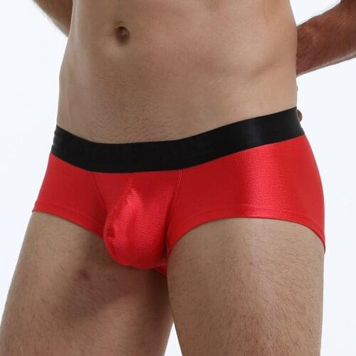 Underwear Men Sexy Man Silk bright shine Mini Boxers Gay male Bulge Pouch Trunks fashion satin pink blue Panties