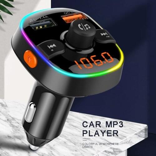 Mayitr 1pc Portable bluetooth 5.0 Stereo MP3 Player Universal QC3.0 Fast Charging Car Charger FM Transmitter