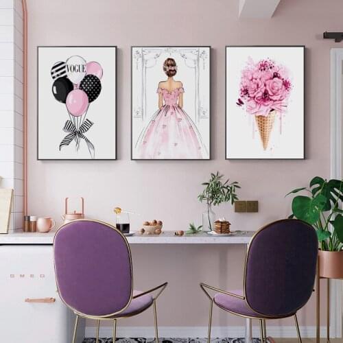 Balloon Bride Dress Flowers Wall Art Canvas Painting Nordic Posters And Prints Wall Pictures For Wedding Bedroom Home Decor