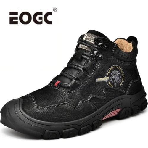 Plus Size Genuine Leather Ankle Snow Boots Men Protective and Wear-resistant Sole Men Boots Comfort Autumn Winter Shoes