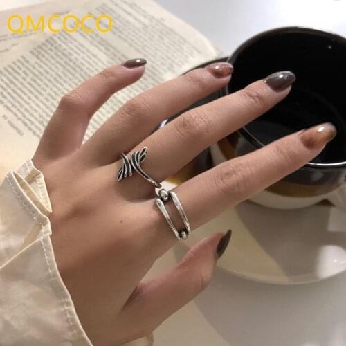 925 Silver Ring Women Fashion Personality Design Opening With Adjustable Ring Geometric Lines For Women Party Gifts