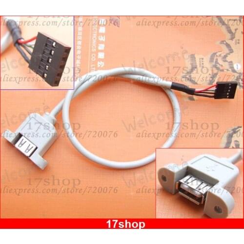 2PCS 40CM CABLE LEAD USB FEMALE TO 5 Pin FEMALE SOCKET PC Computer Panel fixed