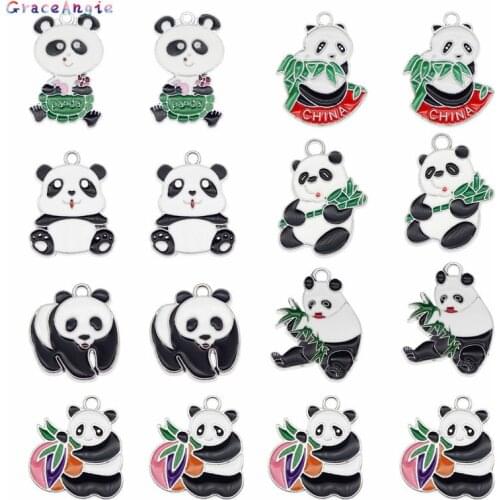 4pcs Enamel Panda Charms Dangle Earrings DIY Necklace Pendants bracelet Animals Shape DIY Women Jewelry Lovely Gift Handmade Top