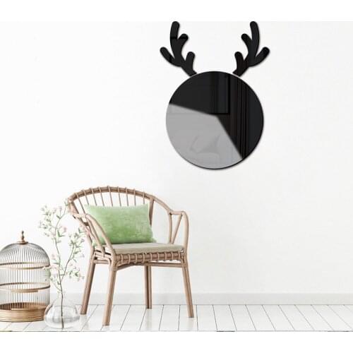 Cartoon Elk Acrylic Mirror Wall Stickers Mirror Mural Bedroom Living Room Decor Home Decoration Accessories