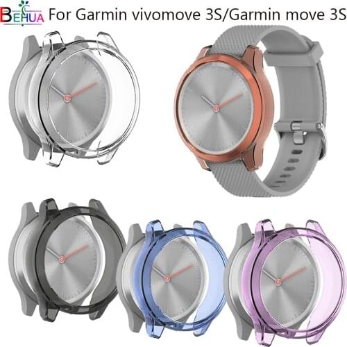 BEHUA Ultra-Thin TPU Transparent Screen Protection Watch Case For Garmin Vívomove 3S /Garmin move 3S clear Protector cases Cover