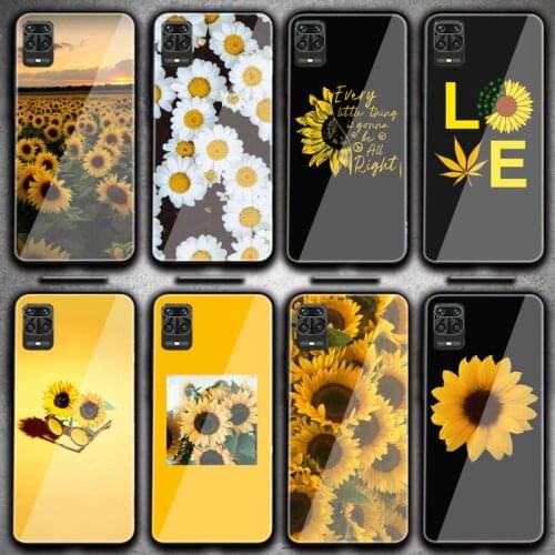 Yellow Flower Small Daisy Sunflower Phone Case For Redmi 4X 5 5plus 6 6A Note 4 5 6 6pro 7 Xiaomi 6 MIX2S Note 3 Tempered Glass