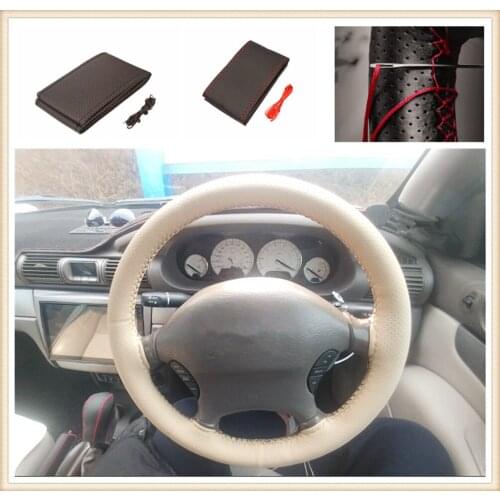 Car shape steering wheel cover knitting hand sewing auto parts for Toyota Yaris Tundra Tacoma RAV4 Corolla Aygo Avalon Auris
