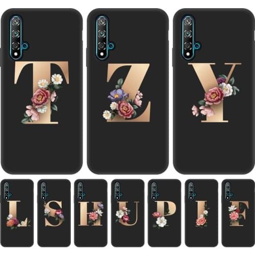 Initial Letter Phone Case For Huawei Nova 5T Case Soft Back Cover For Huawei P Smart 2021 2019 Z Mate 20 Lite 40 Pro Bumper Capa