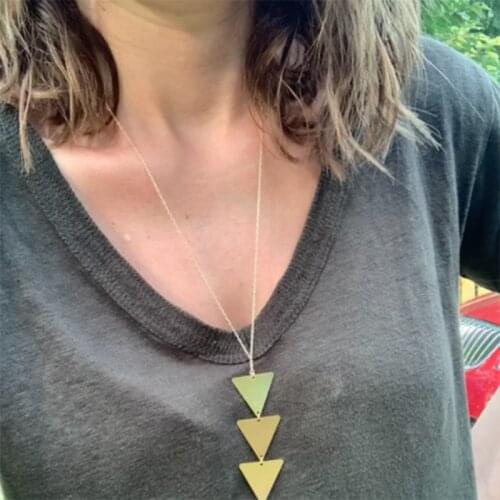 Long Geometric Necklace, Triangle, NEFERTITI NECKLACE, Brass Pendant Necklace, Bohemian Fringe modern and minimalist! #JI8FH5