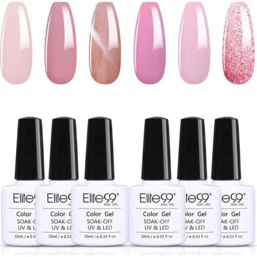 Elite99 6PCS Cherry Pink Series Gel Nail Polish Set Soak Off Nail Gel Set Hybrid Varnish Semi Permanent Nail Polish UV Gel