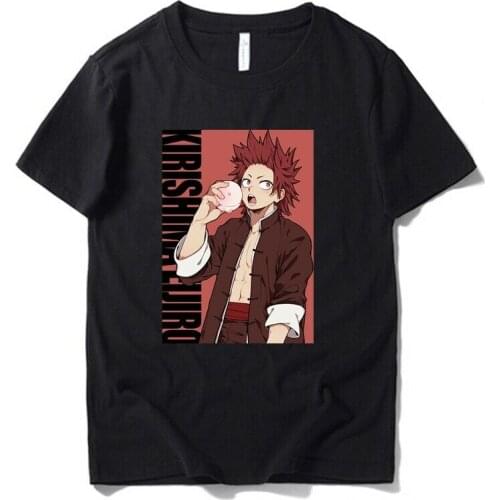 Men T Shirt Summer Casual Tshirt Anime Boku No Hero Academia Kirishima Eijiro Printed Unisex T-Shirt Men Cotton Tees Harajuku