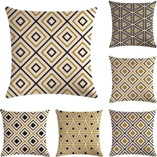 Geometric Pillow Cover Geometry Cotton Linen Pillow Case Home Decorative Block Pillows Stripe Cushion Cover