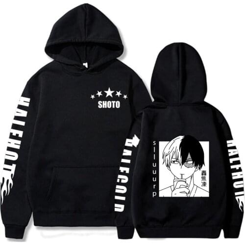 Hot Harajuku Anime My Hero Academia Hoodies Loog Sleeve Shoto Todoroki Pullover Sweatshirt