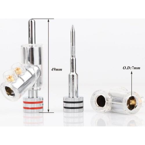 Hi Fi Rhodium Plated Audio Banana Plug Connector Speaker Cable Accessory 45 Degree Lock Screw Free Welding