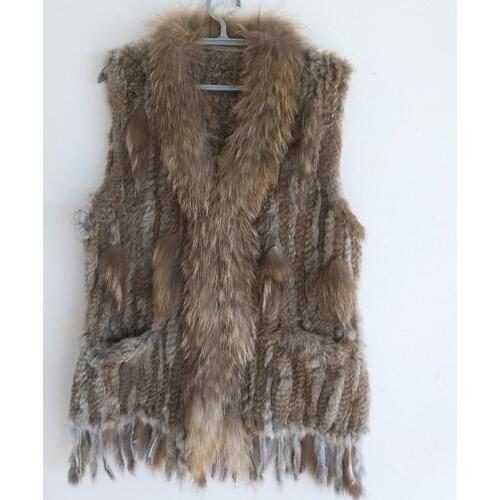 HSPL Women Real Fur Vest For 2018 Spring New Fashion Long Fur Vests With Pocket Real Fur Gilet Tassel Colete Feminino De Inverno