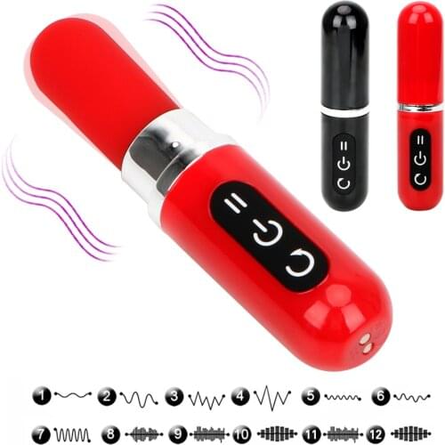 IKOKY 12 Frequencies Mini Lipstick Vibrator G Spot Bullet Vibrating Adult Products Clitoral Stimulator Sex Toy For Women