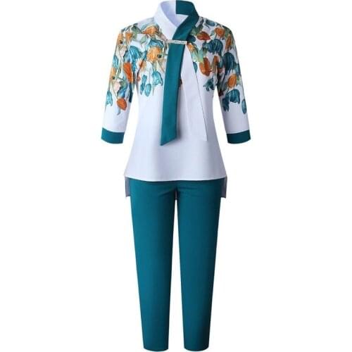 2 Piece Sets Africa Clothing Women Plus Size Pant Suits Ladies Business Office Shirt Tops And Pants Suits African Set For Ladies