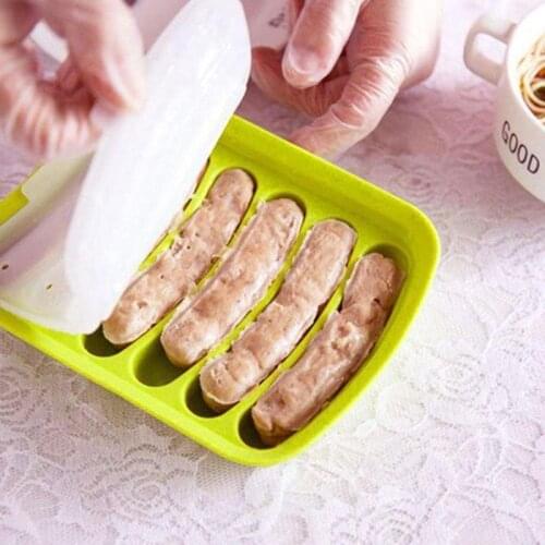 Kitchen Sausage Maker Mould 6 Grids Silicone DIY Ham Hot Dog Making Mould Household Sausages Cake Baking Tools Molds w/lid