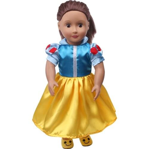 18 Inch American Girls Doll Dress White Snow Girl Yellow and Blue Dress Born Baby Toys Accessories Fit 40-43 Cm Boy Dolls c655