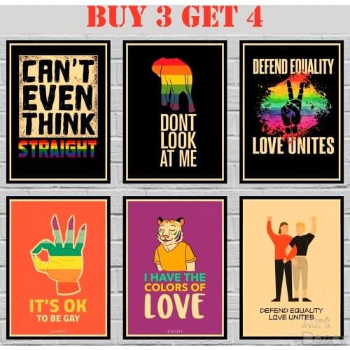 Lgbt Human Rights Poster Kraft paper Love Is Love Poster Art Painting Abstract Fancy Wall Sticker 42X30cm